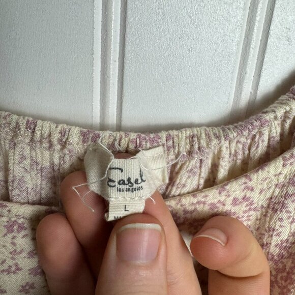 Easel Pink Floral Scoop Neck Puff Sleeve Midi Dress Size Large A33 - Picture 5 of 7